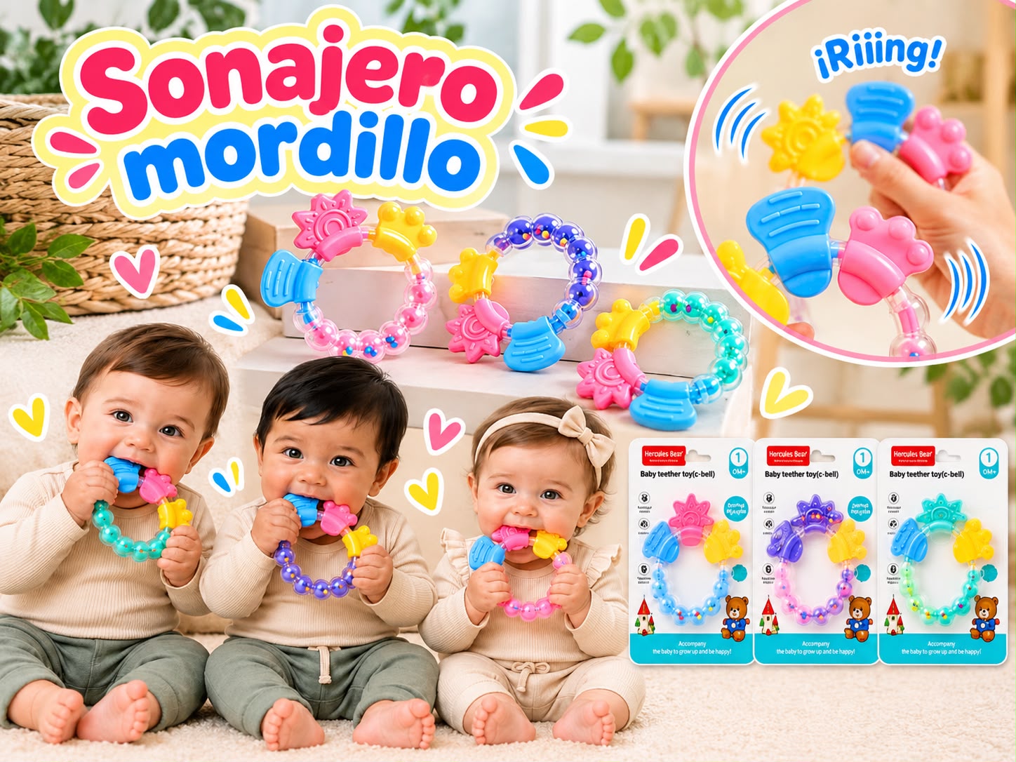 Sonajero con mordillo (Libre de bpa) “Analia Babies” SUPEROFERTA