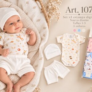 Set En Caja 3 Piezas Manga Corta Micky Baby T.(1-2-3) Art.107