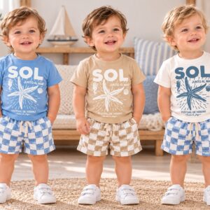 Conjunto (Remera + Short Rustico Cuadrille) "Isela Baby" T.(1 al 5) OFERTA