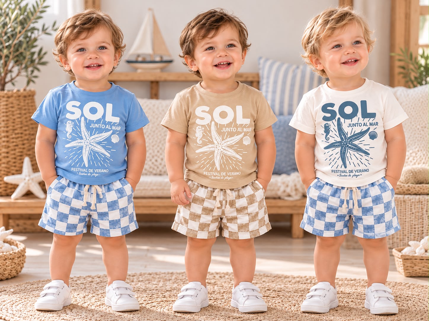 Conjunto (Remera + Short Rustico Cuadrille) "Isela Baby" T.(1 al 5) OFERTA