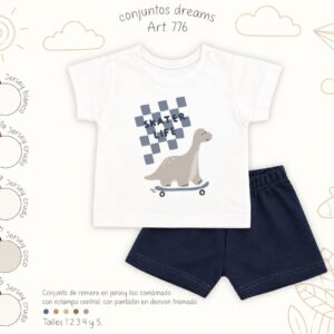 Conjunto Manga Corta Algodon (Remera y Short) “Dreams” T.(1 al 5)(Hasta 3 años) Art.776