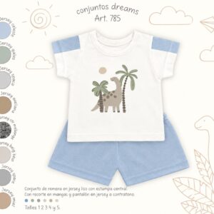 Conjunto Manga Corta Algodon (Remera y Short) “Dreams” T.(1 al 5)(Hasta 3 años) Art.785
