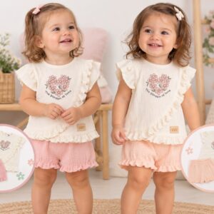 Conjunto Bambula (Remera Cruzada + Short) “Yaby” T.(3-6/6-9/9-12/12-18 meses) Art.27025