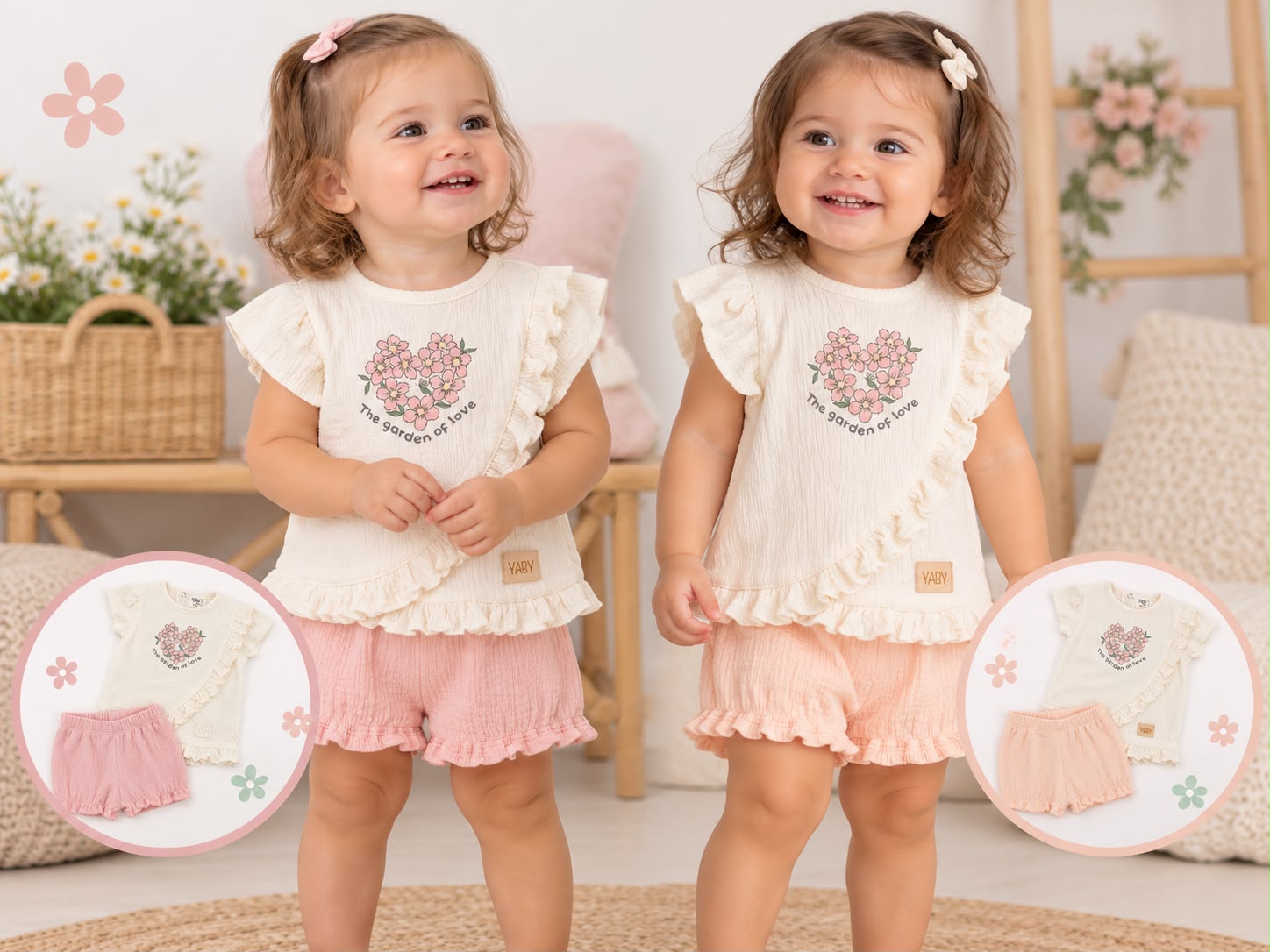 Conjunto Bambula (Remera Cruzada + Short) “Yaby” T.(3-6/6-9/9-12/12-18 meses) Art.27025