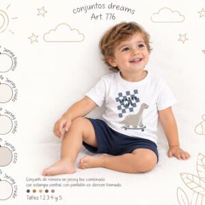 Conjunto Manga Corta Algodon (Remera y Short) “Dreams” T.(1 al 5)(Hasta 3 años) Art.776