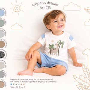 Conjunto Manga Corta Algodon (Remera y Short) “Dreams” T.(1 al 5)(Hasta 3 años) Art.785